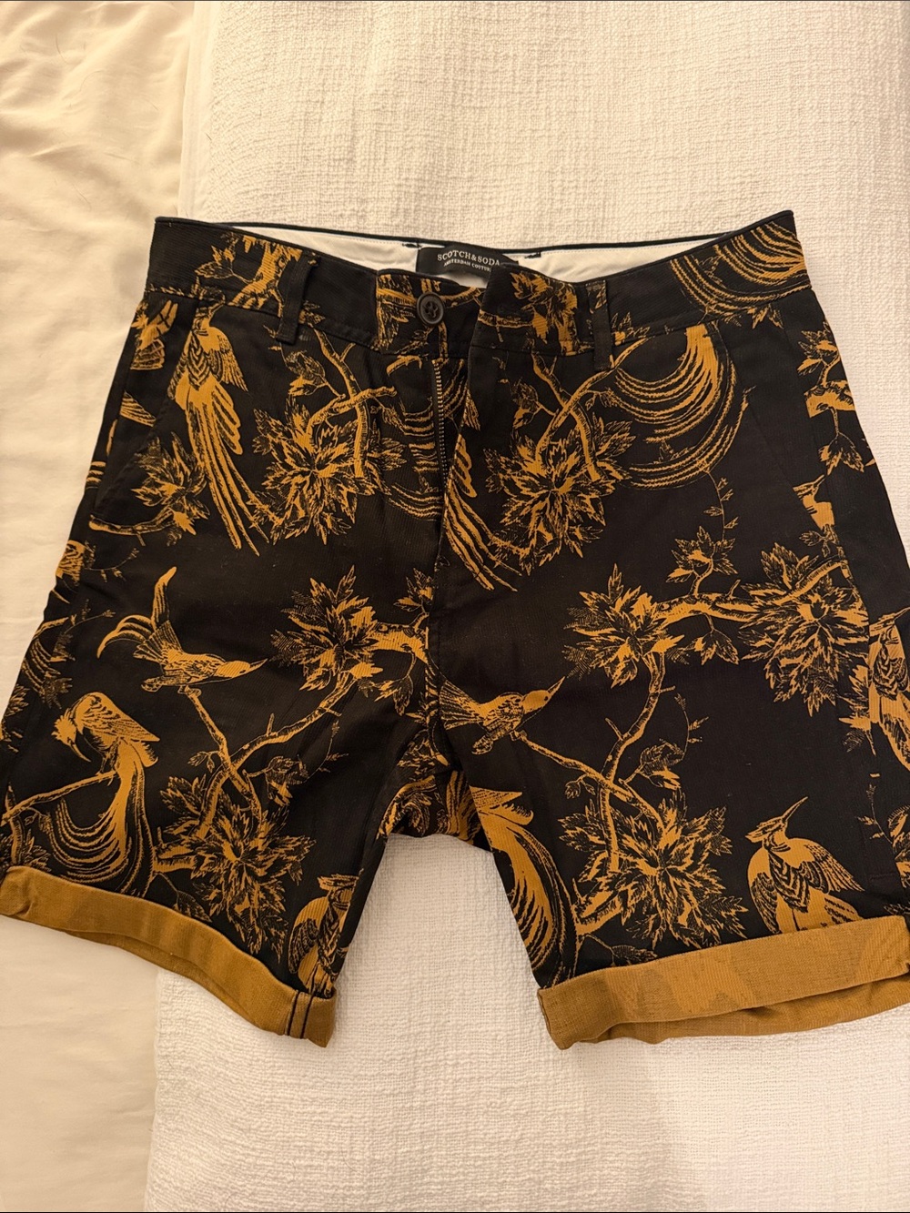 Scotch & Soda Black and Mustard Floral Print Men’s Shorts